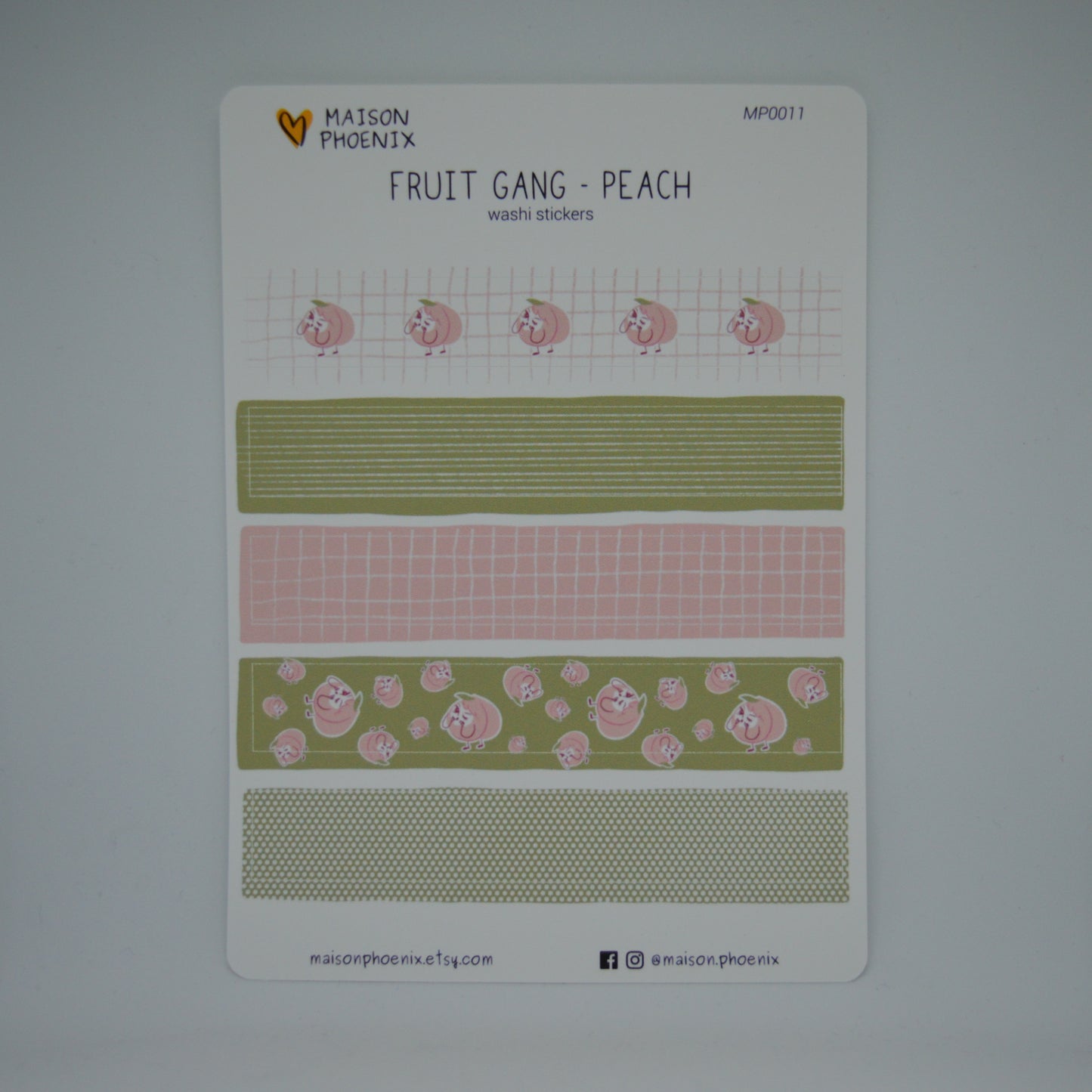 Peach Washi Tape Style Sticker Sheet (Fruit Gang) 2