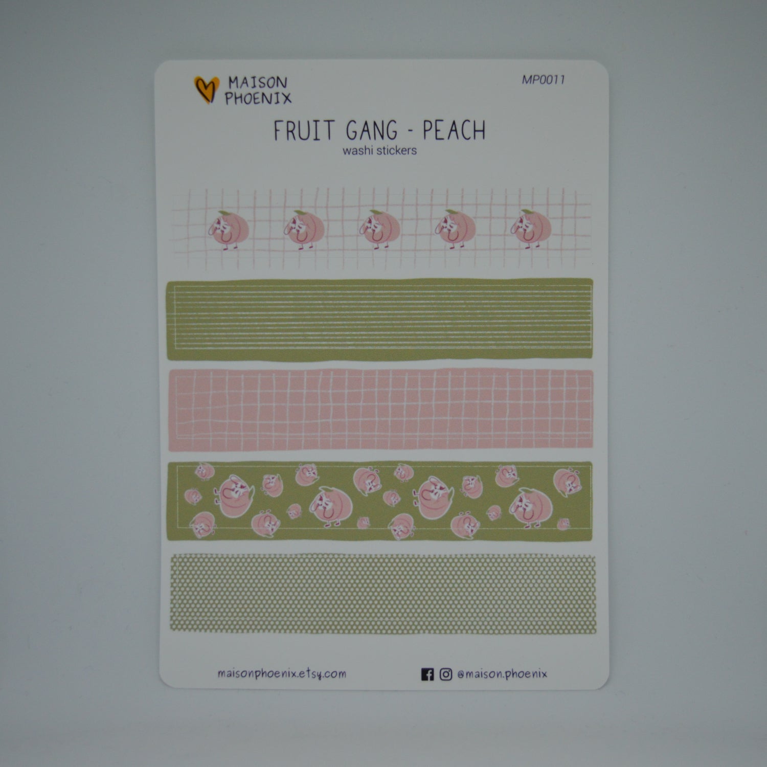 Peach Washi Tape Style Sticker Sheet (Fruit Gang) 2