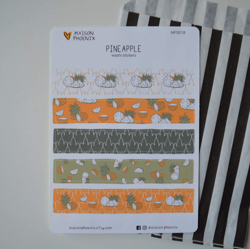 Pineapple Washi Tape Style Sticker Sheet 2