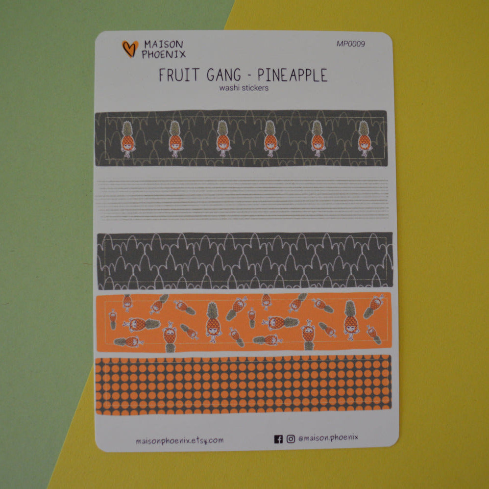 Pineapple Washi Tape Style Sticker Sheet (Fruit Gang) 1