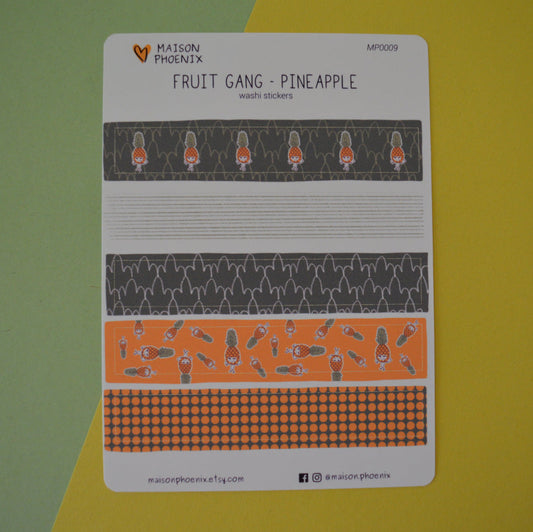 Pineapple Washi Tape Style Sticker Sheet (Fruit Gang) 1