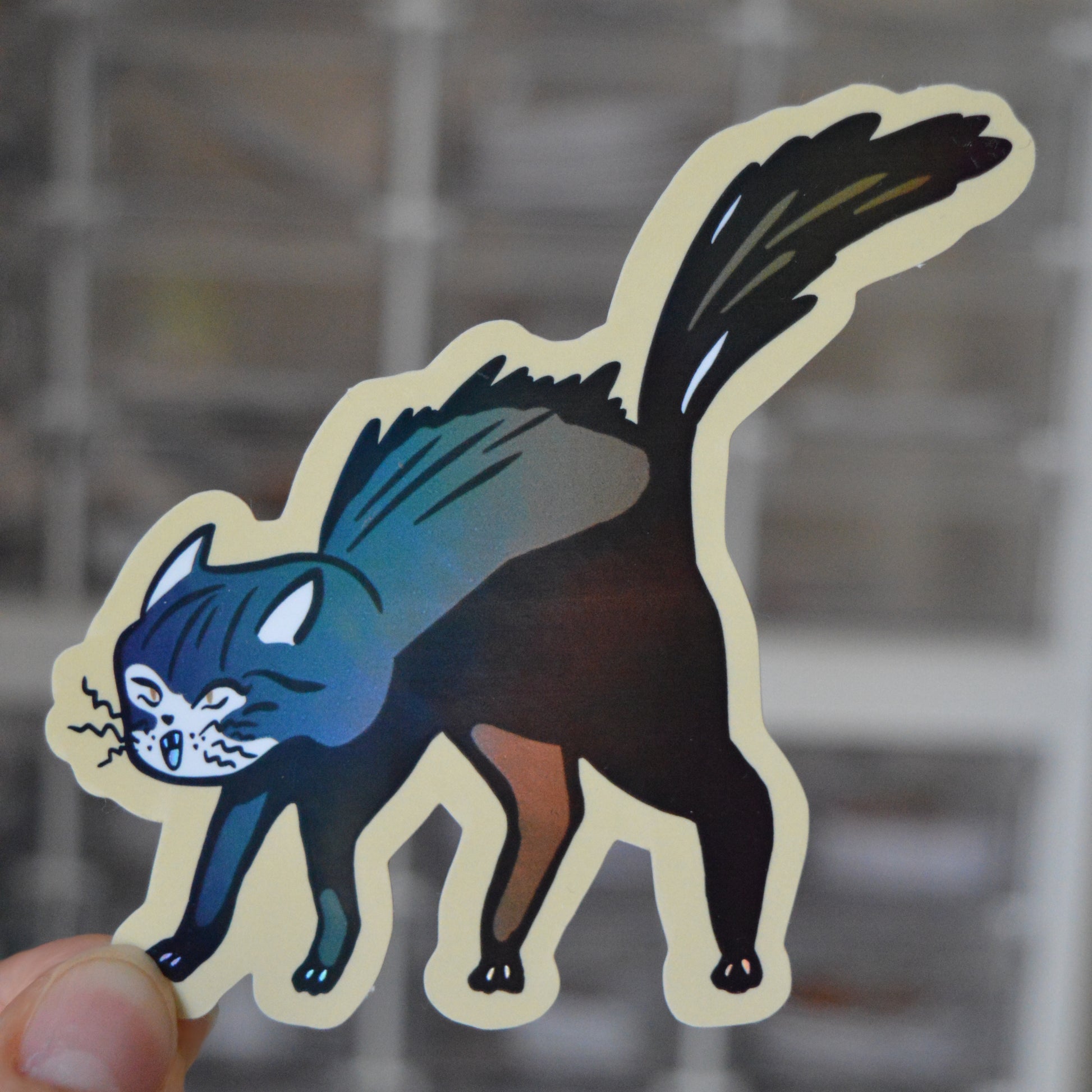 Sticker of a spooky cat
