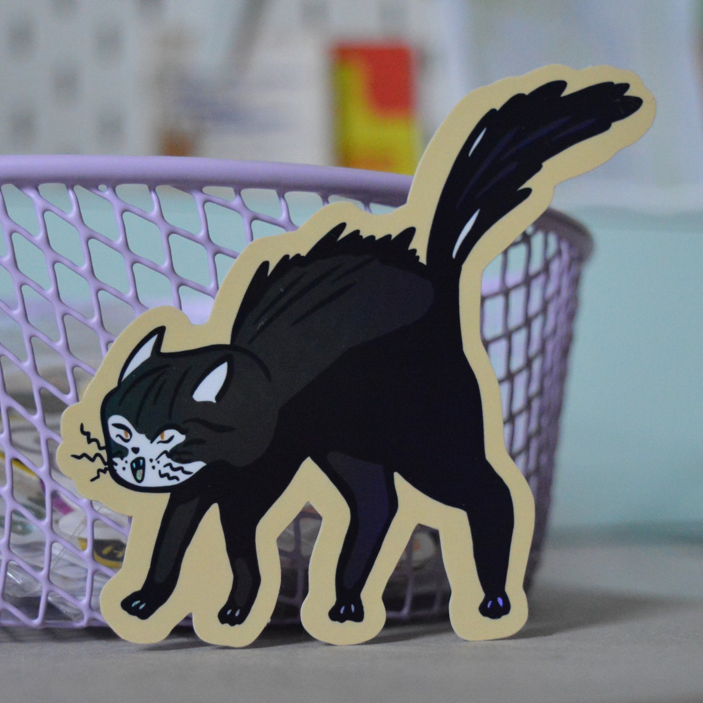 Spooky Kitty Holographic Sticker