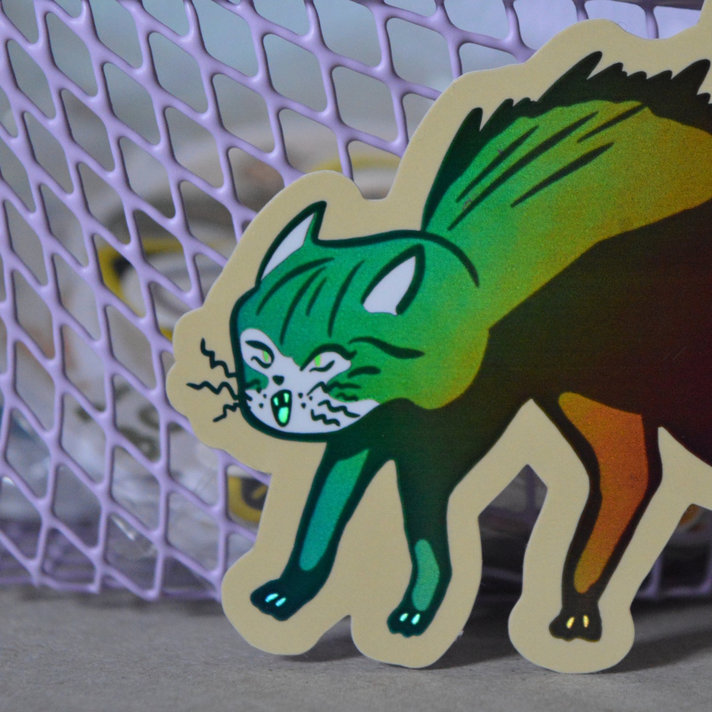 Spooky Kitty Holographic Sticker