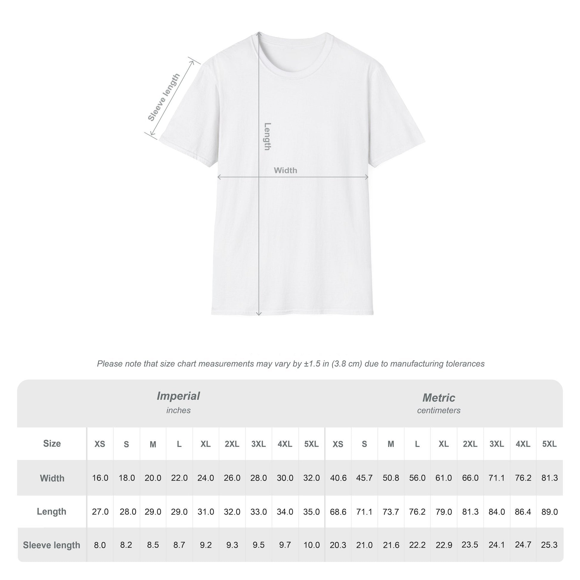 T-shirt measurements