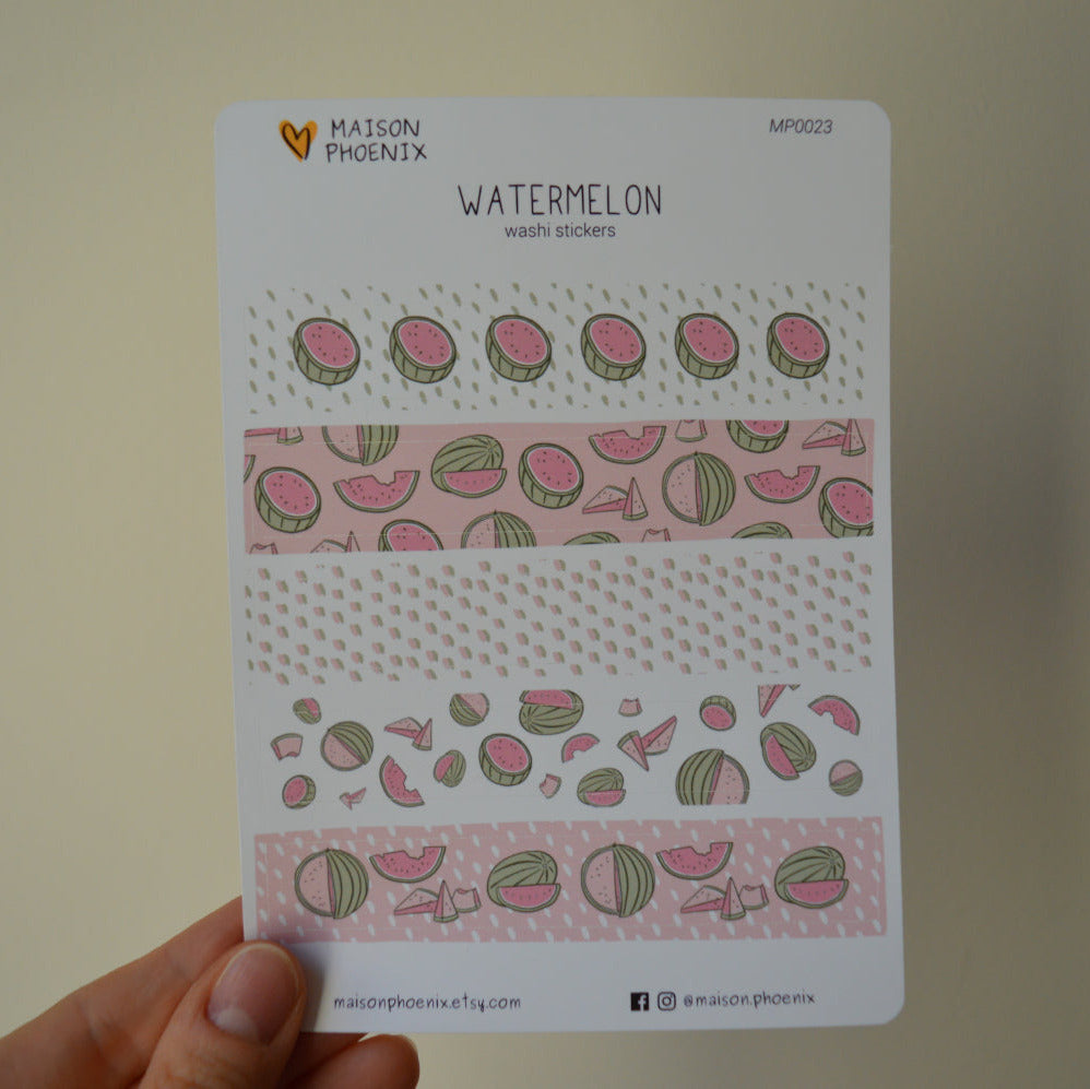Watermelon Washi Tape Style Sticker Sheet 1