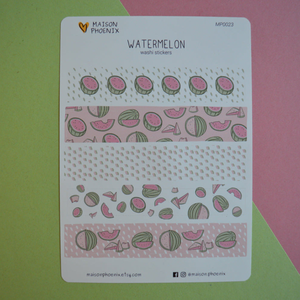 Watermelon Washi Tape Style Sticker Sheet 2