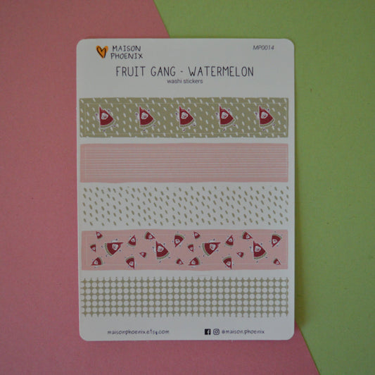Watermelon Washi Tape Style Sticker Sheet (Fruit Gang) 1