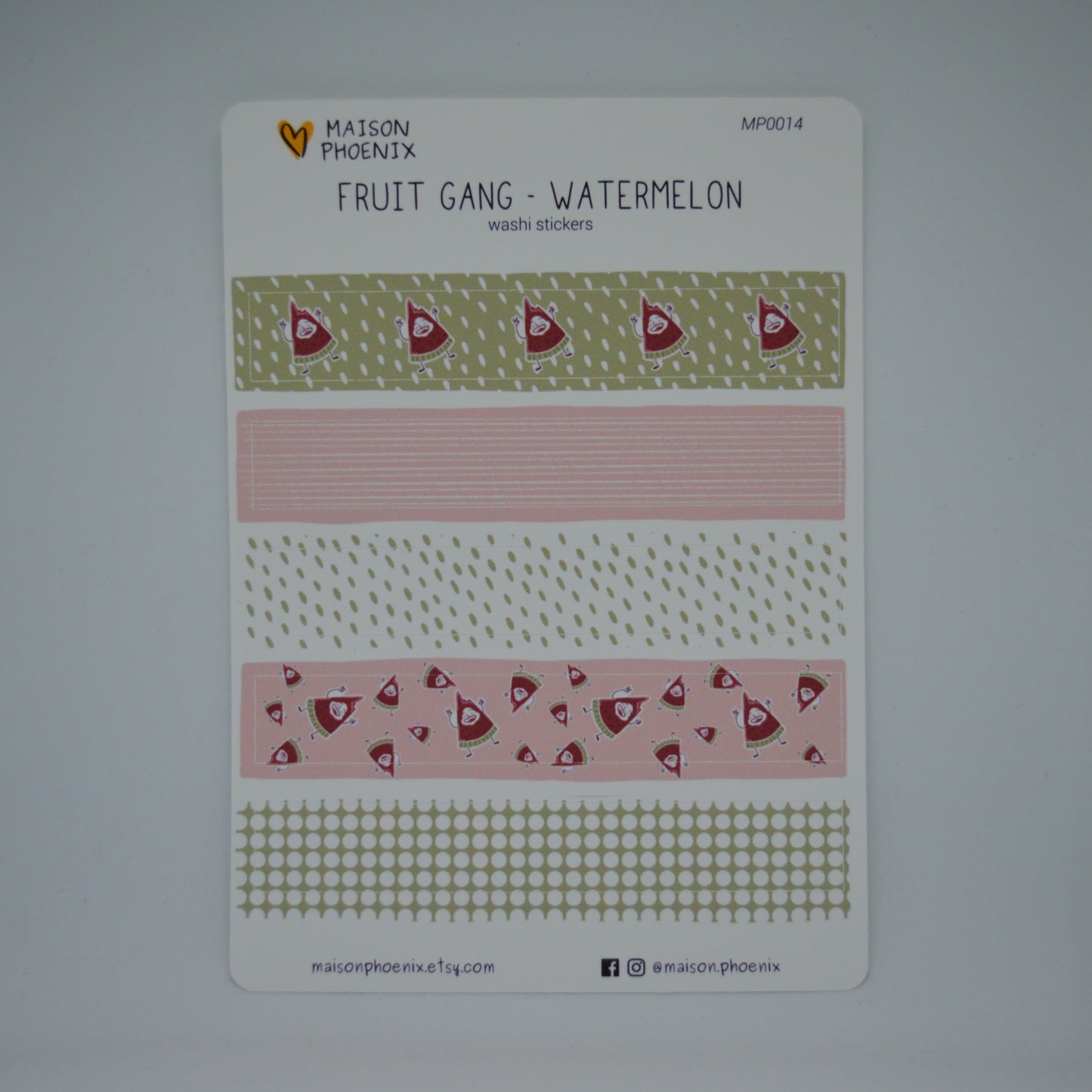 Watermelon Washi Tape Style Sticker Sheet (Fruit Gang) 2