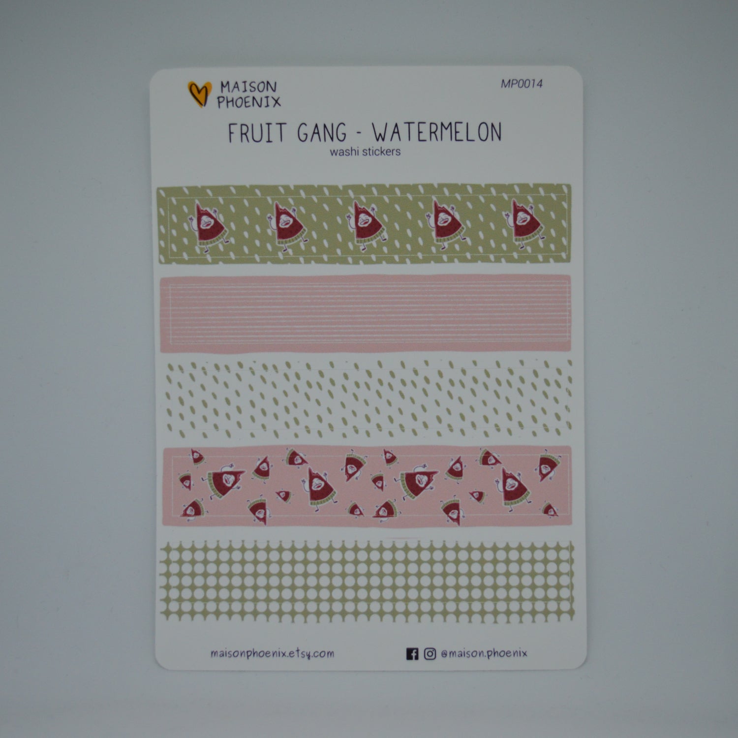 Watermelon Washi Tape Style Sticker Sheet (Fruit Gang) 2