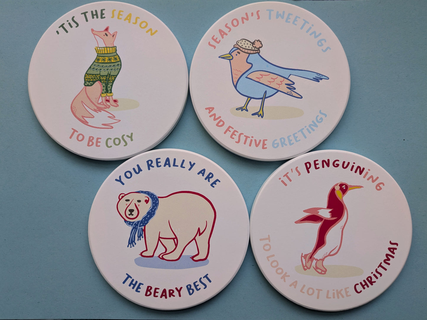 Winter Friends Ceramic Coaster