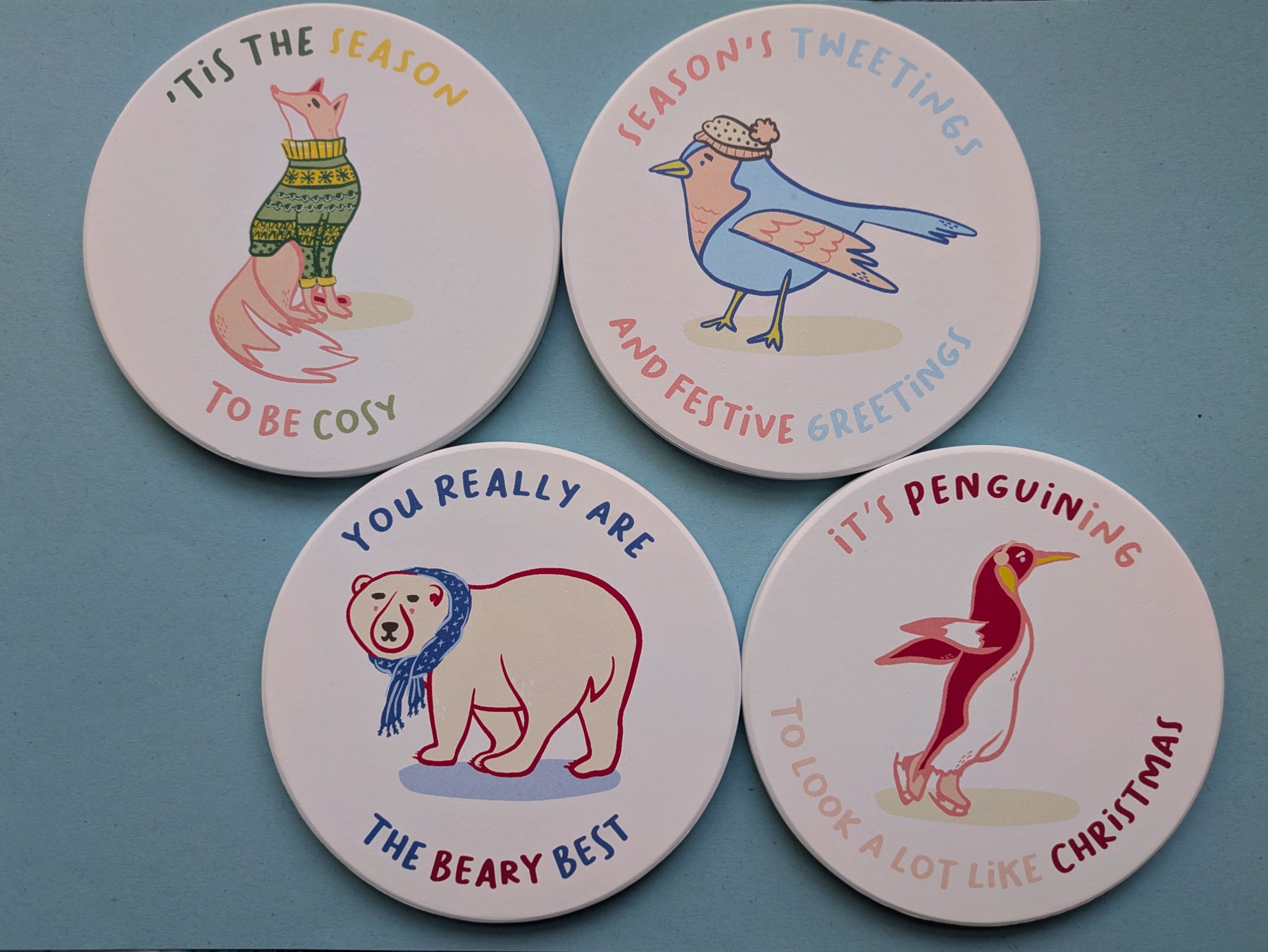 Winter Friends Ceramic Coaster