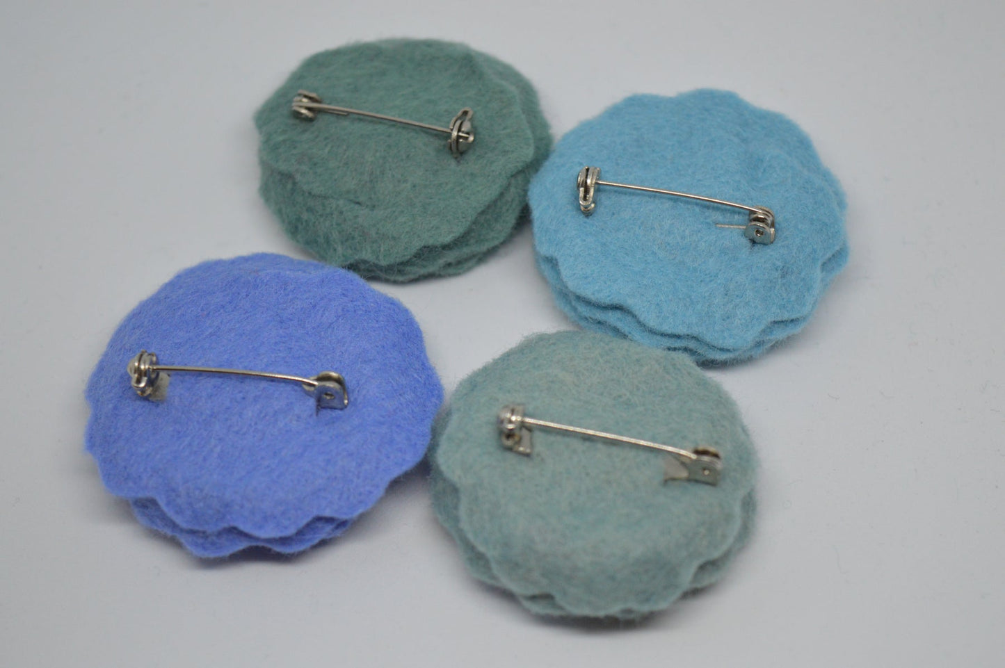 Blue Felt Flower Brooch