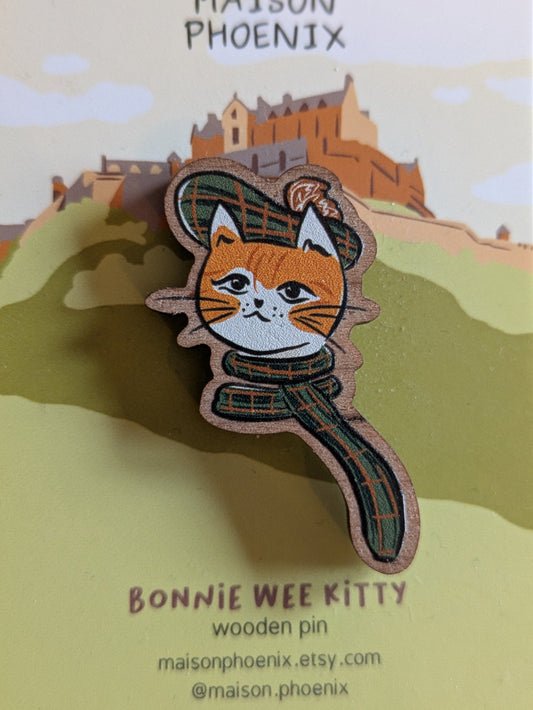 Bonnie Wee Kitty Wooden Pin  - Seconds