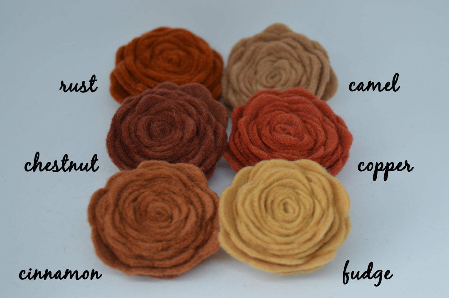 Brown Felt Flower Brooch