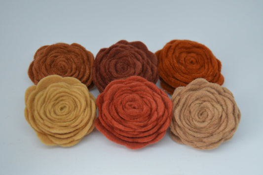 Brown Felt Flower Brooch