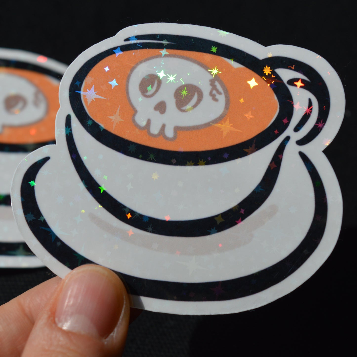 Holographic Skull Cup Sticker 3