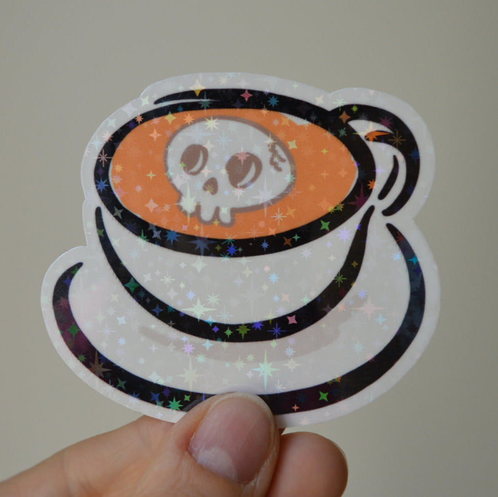 Holographic Skull Cup Sticker 1