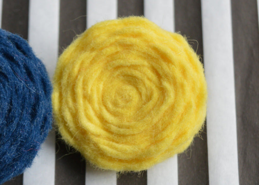 Yellow Felt Flower Brooch