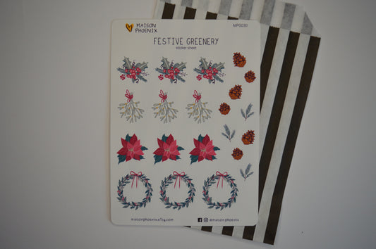 Festive Greenery Sticker Sheet 1