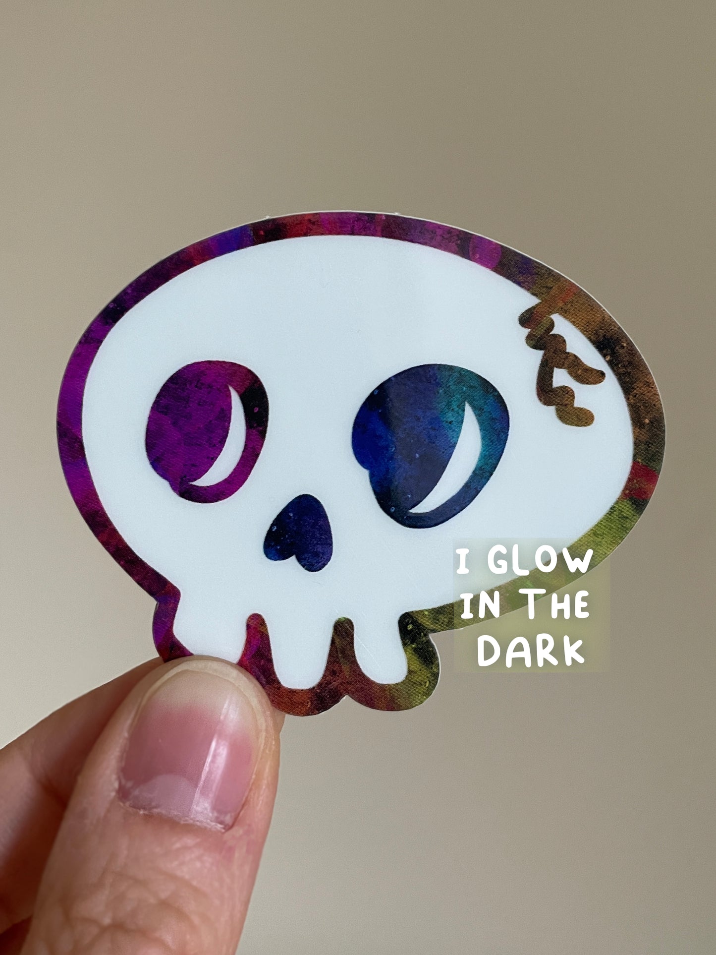 Glow In The Dark Skull Sticker 1