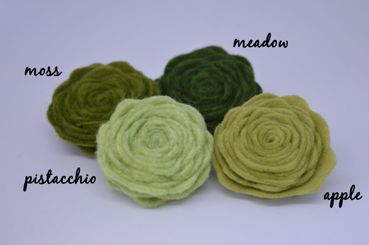 Green Felt Flower Brooch