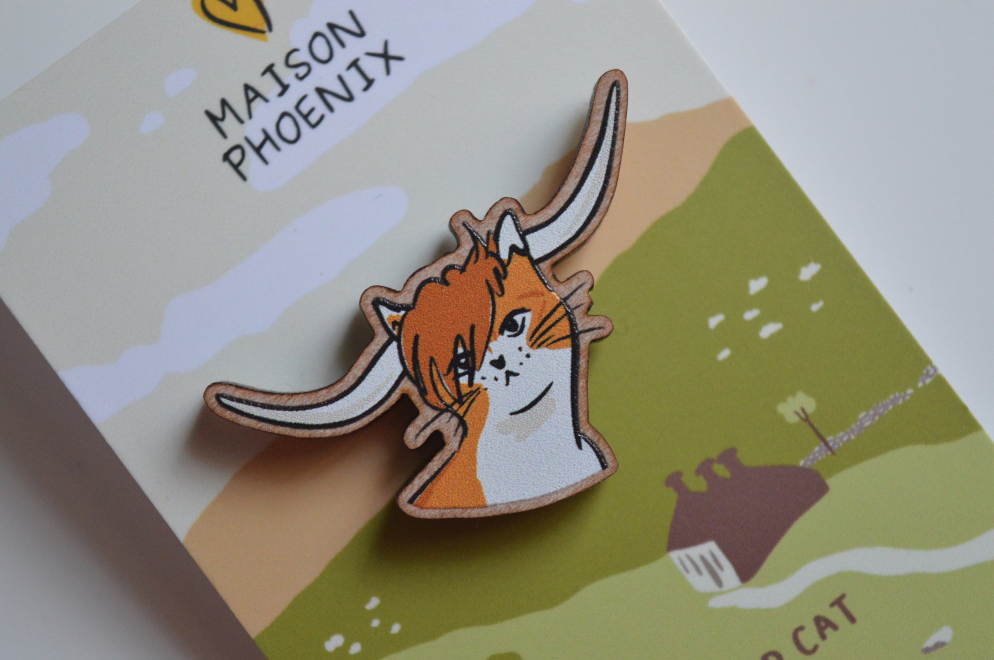 Highland Cat Wooden Pin 3