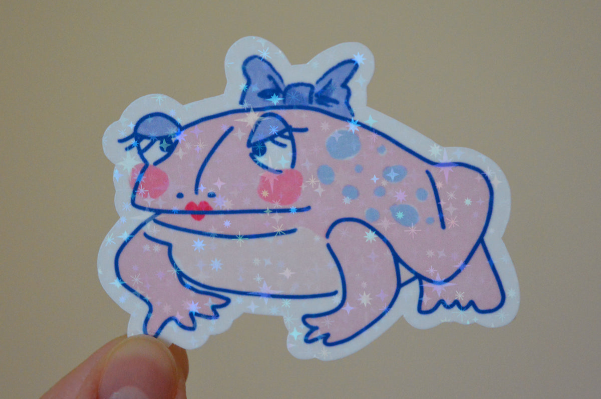 Toad Panic Sticker Toad Sticker, Holographic Toad, Pink Toad, Toad With Bow, Frog Sticker ...