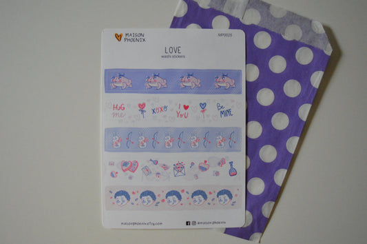 Valentine Washi Style Sticker Sheet 1