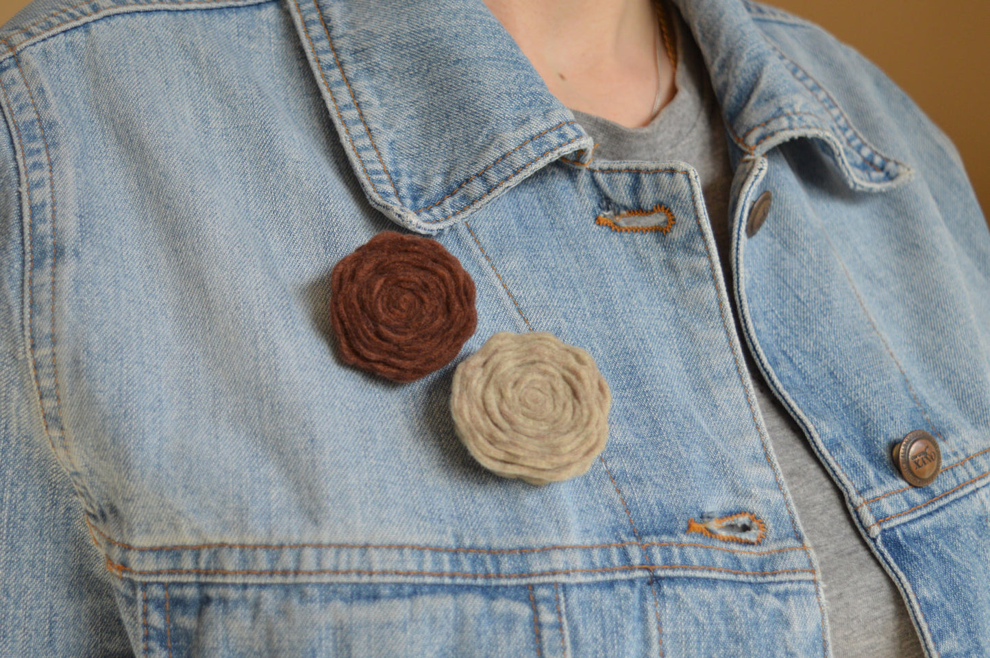 Autumnal Felt Flower Brooch