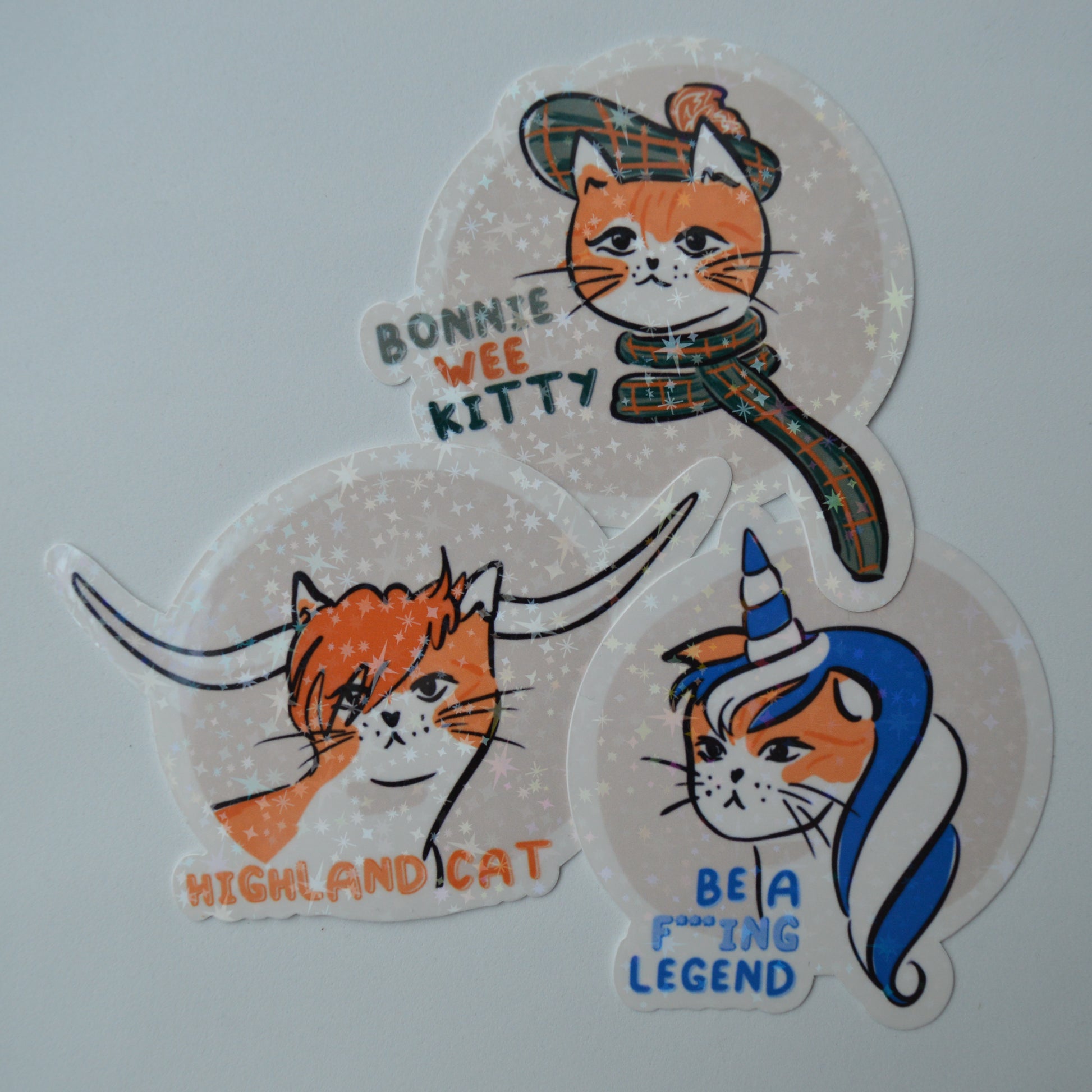 Holographic Scottish Cat Stickers 1