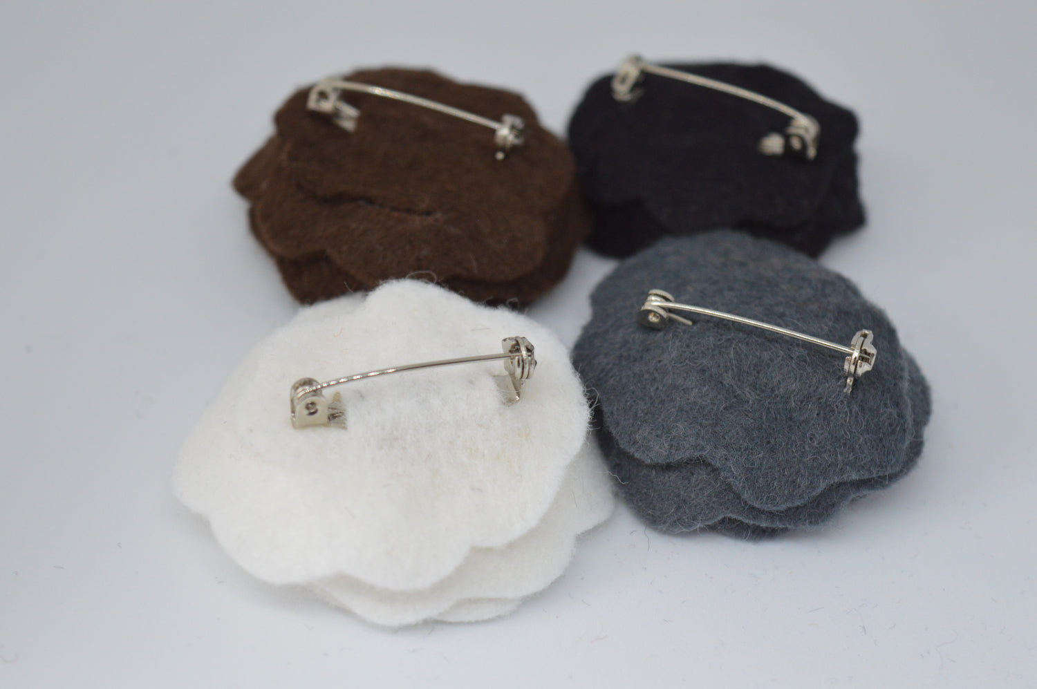 Neutral Felt Flower Brooch