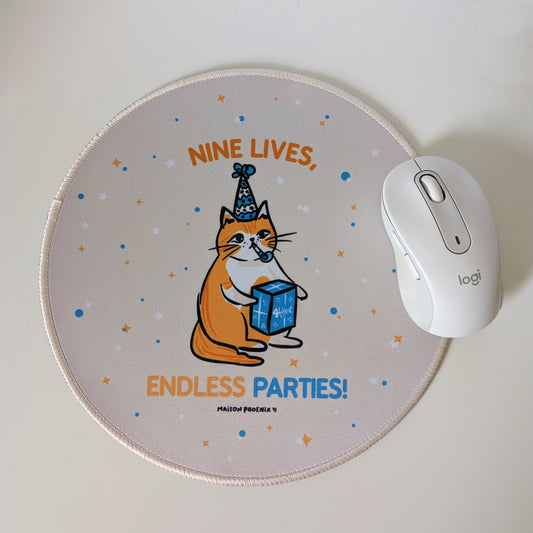 Party Cat Mousepad (Nine Lives, Endless Parties!)