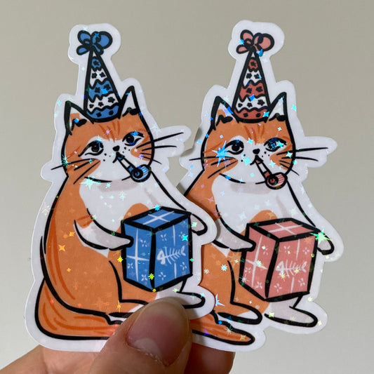 Holographic Party Cat Sticker 1