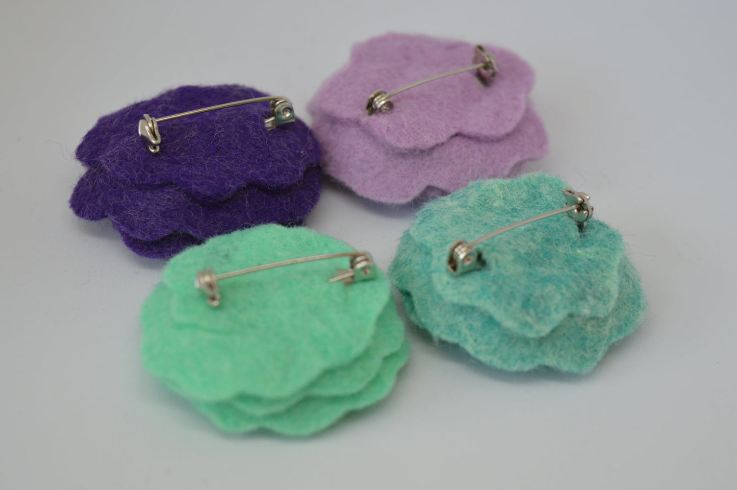 Purple Mint Felt Flower Brooch