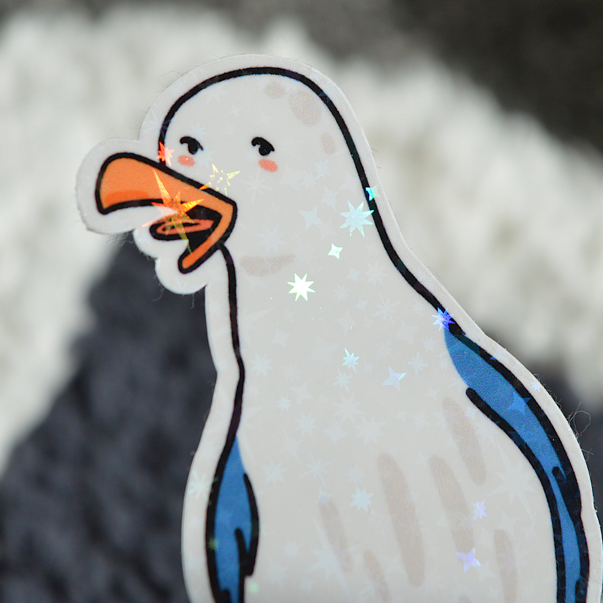 Nibbles Sticker Holographic Gull, Holographic Seagull, Seagull Sticker, Cheeky Gull ...