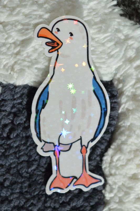 Holographic Nibbles Seagull Sticker 1