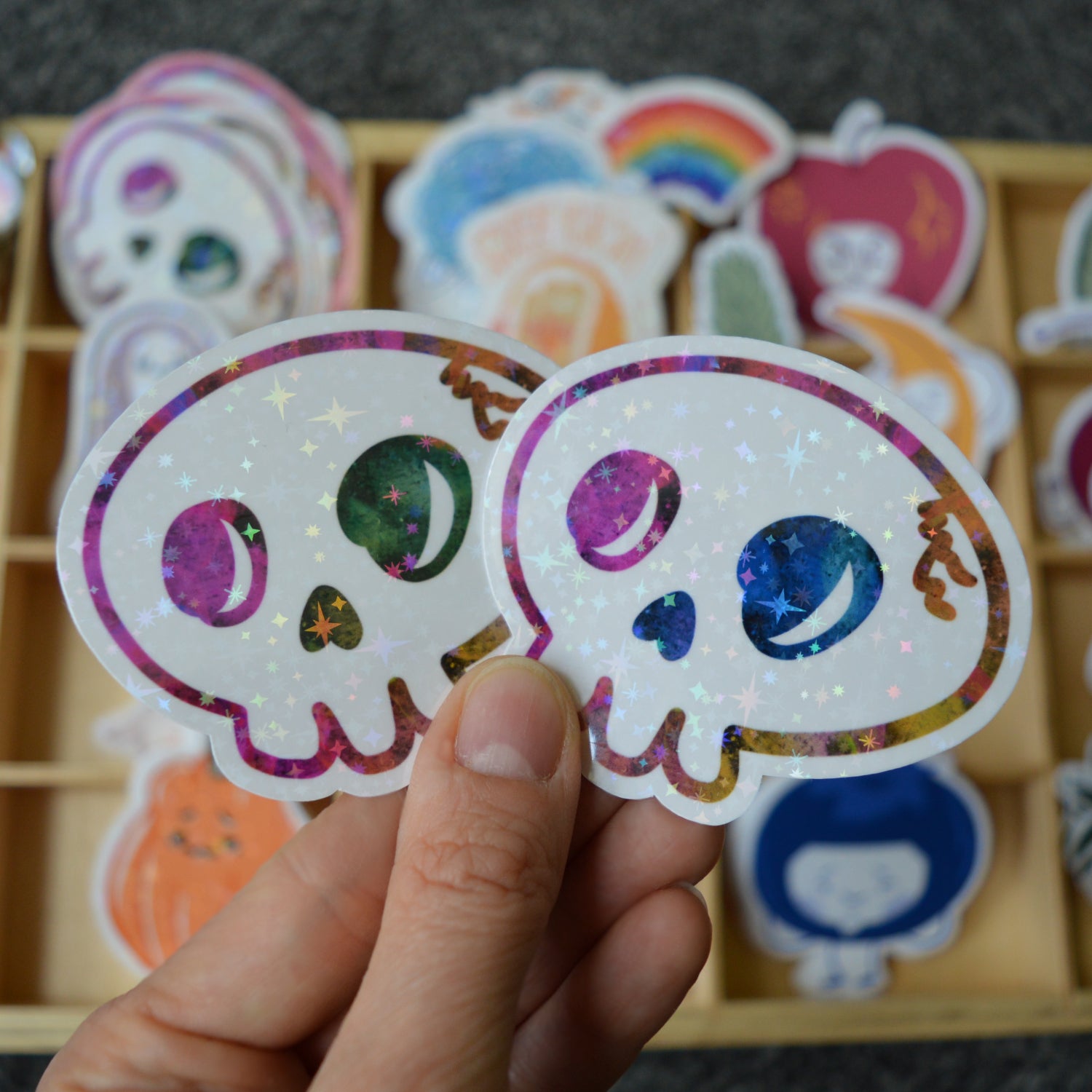 Holographic Skull Sticker 2