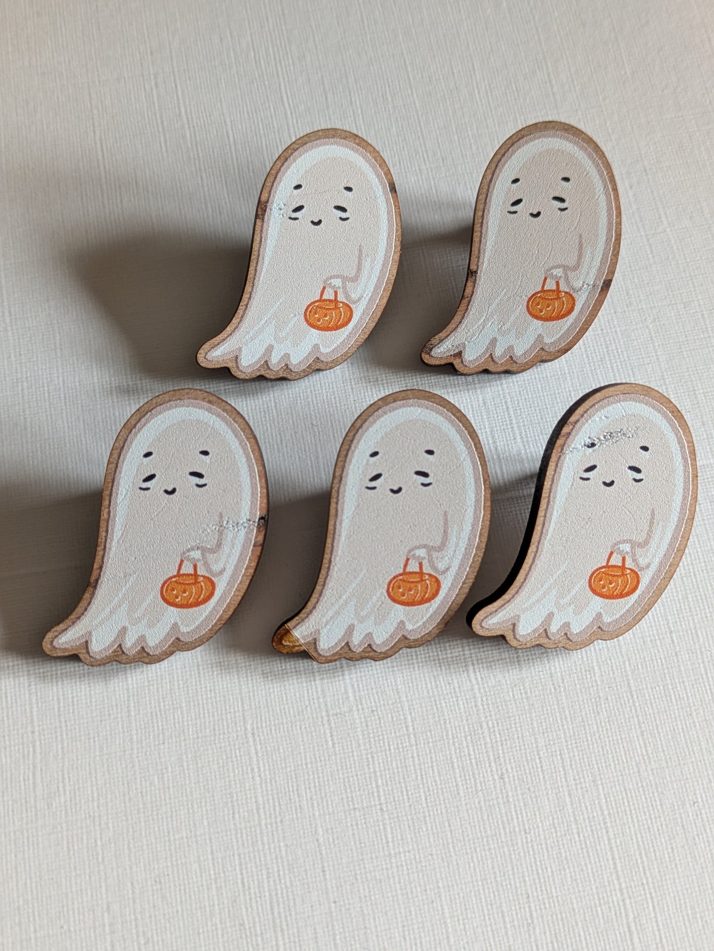 Spooky Ghost Wooden Pin - Seconds
