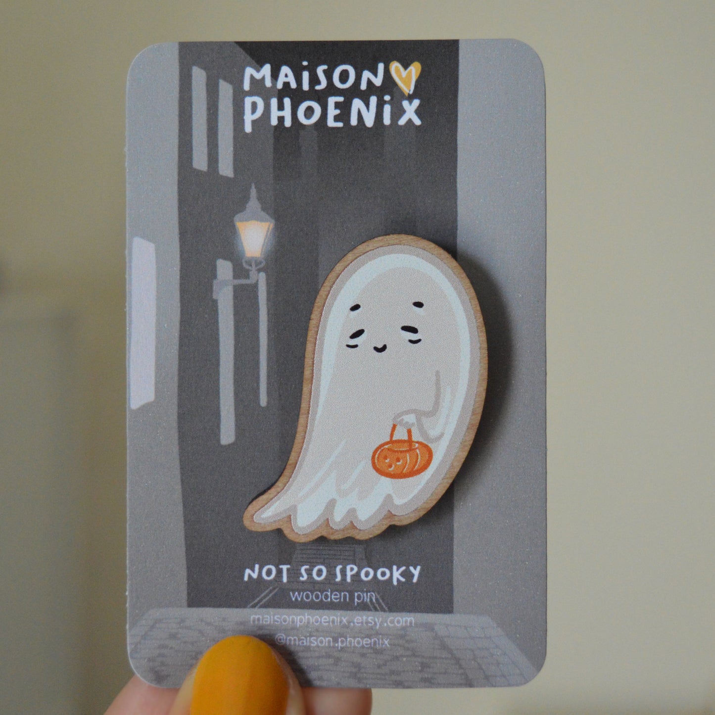 (Not So) Spooky Ghost Wooden Pin 2