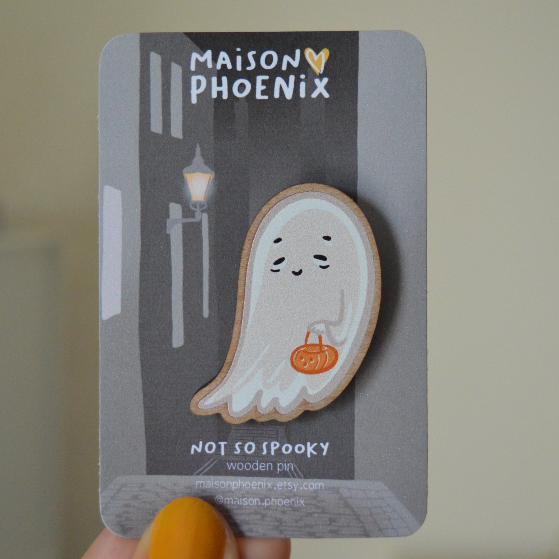 (Not So) Spooky Ghost Wooden Pin 2