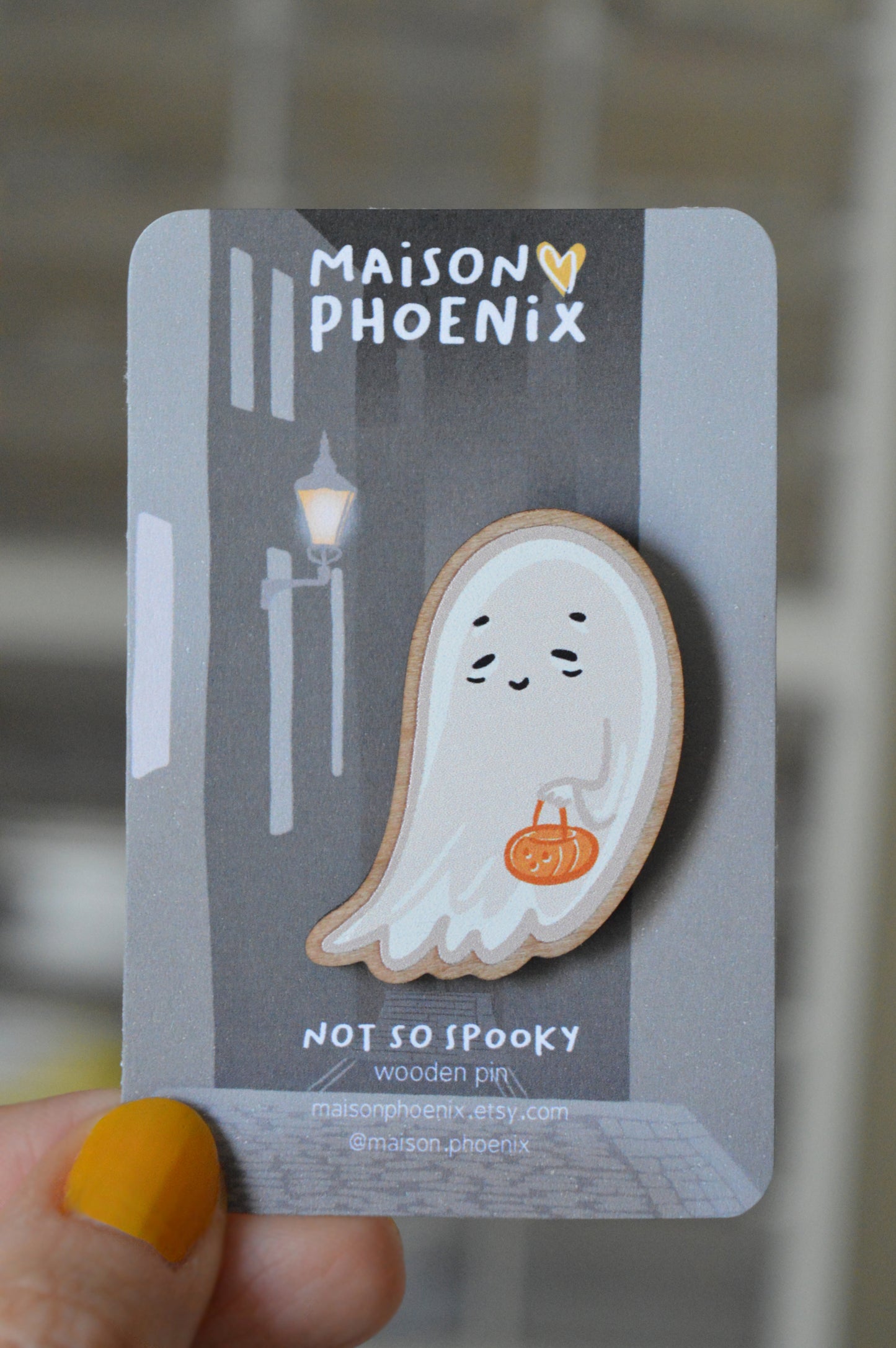 (Not So) Spooky Ghost Wooden Pin 1