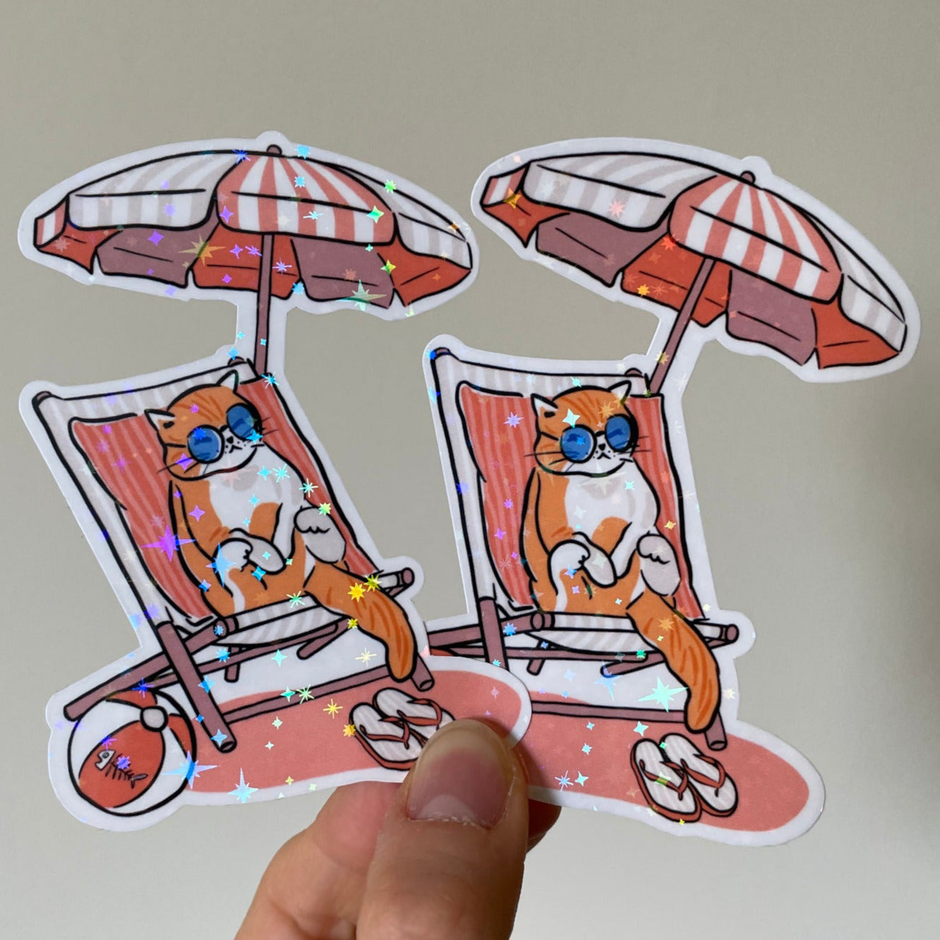 Holographic Summer Cat Sticker 3