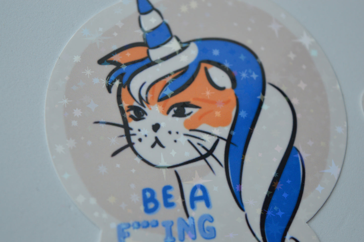 Holographic Unicorn Cat Sticker 2