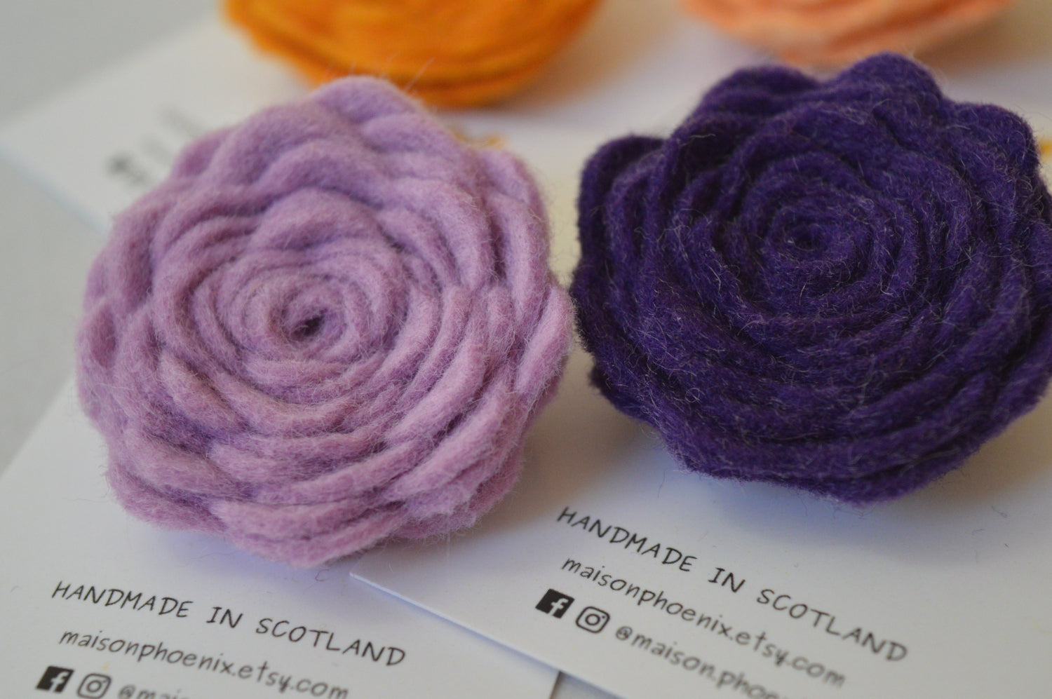 Purple Felt Flower Brooch