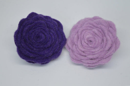 Purple Felt Flower Brooch