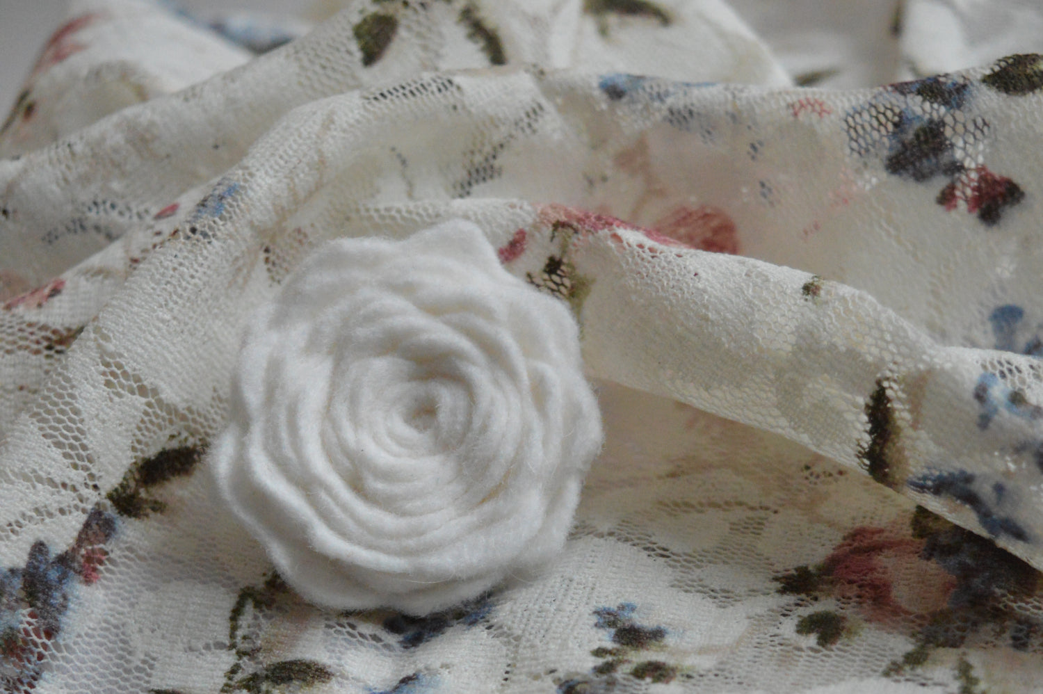 White Felt Flower Brooch